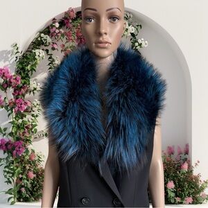 Real fox dark blue/black collar